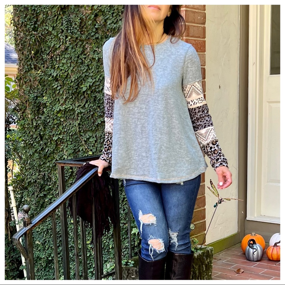 Bohemian Print Fabulous long  contrast detail sleeves perfect top - Picture 3 of 7